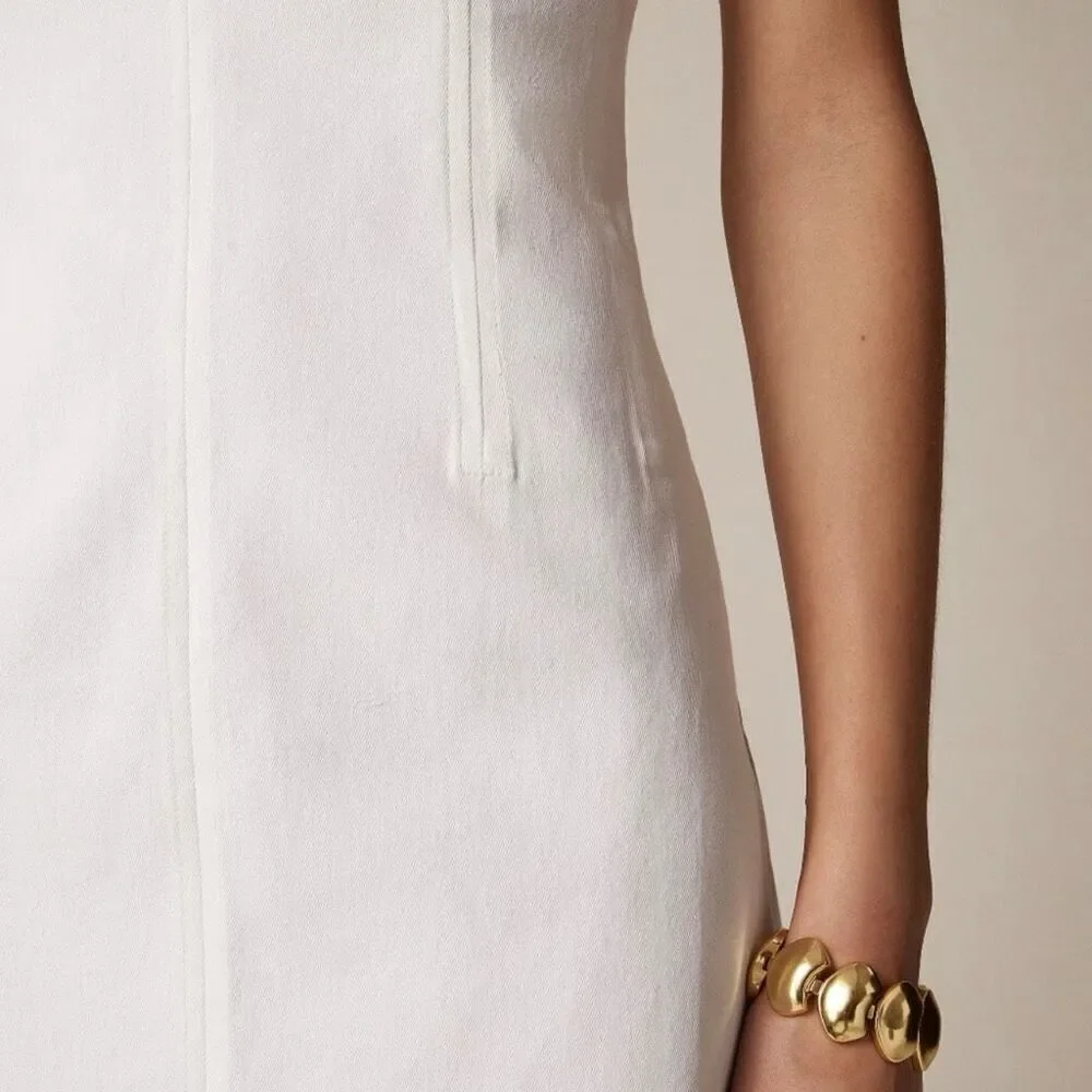 J. Crew Corset midi dress in stretch twill in White Size 10 NWT CI668
